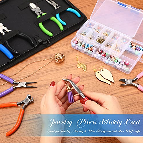 8 Pcs Jewelry Making Pliers Tool Kit, Needle Nose Pliers, Round Nose Pliers, Wire Cutters, Crimping Pliers, Bent Nose Pliers, End Nippers, Bail Making Pliers, Nylon Pliers For Diy (Multicolor) #TOP6