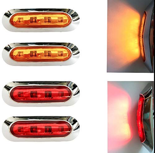 Luci Laterali, 2X 4 LED 12V / 24V Amber Car Side Clearance Marker - 7