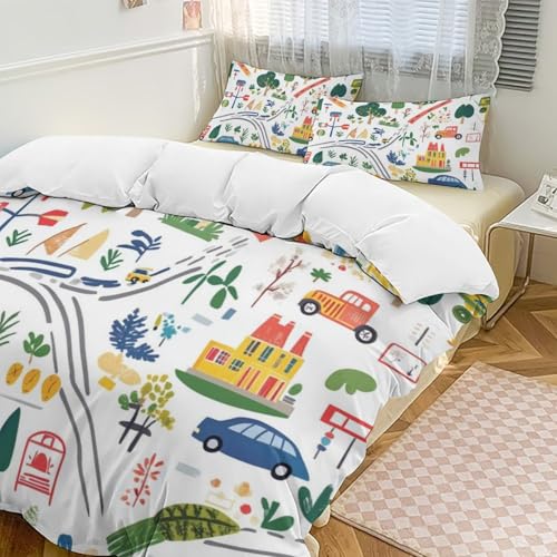 Funda nórdica de camión de microfibra lavable que no se arruga para habitación infantil 3