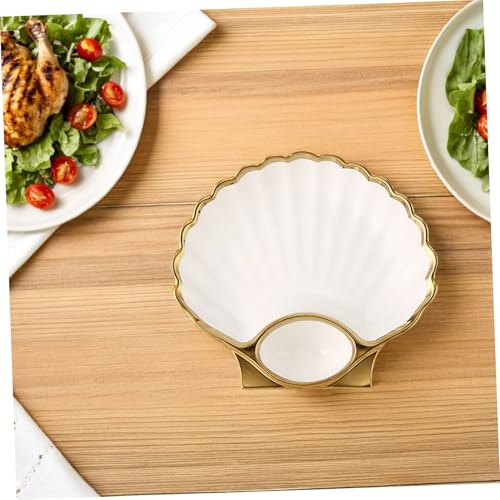 Assiette en céramique coquille blanche pour frites et raviolis