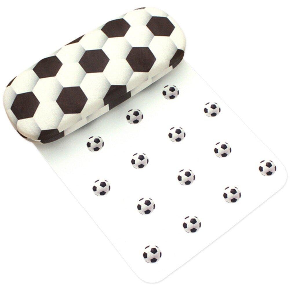 Sanfly Football Pattern Glasses Case Set With Spectacle Cloth Pu Leather Eyeglass Case Hard Shell Eyeglasses Case Clamshell Glasses Case