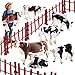 17 Pieces Corral Fence Toy Cow Farm Figures Barn Animals Keepers Plastic Animals Figures Realistic Toy Animal Fence Barn Sets with Animals for Preschool Educational Christmas Decorations