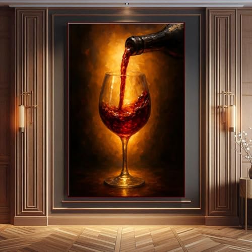 Tableau verre à vin rouge sans cadre toile déco murale grand format