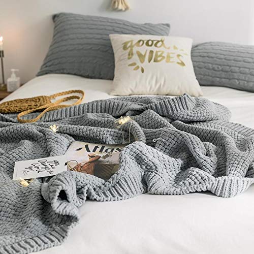 Woollii Premium New Modern Knit Woven Blanket, Season,Breathable&Lightweight,Home Decoration,Home Soft Things Knitted Blanket(51"X59",Gray) #TOP26