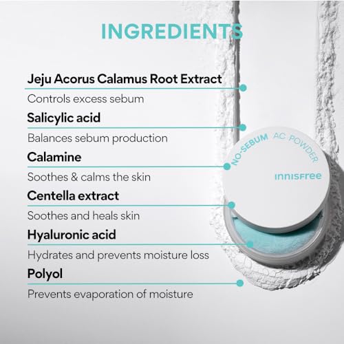 Innisfree No Sebum AC Powder, Matte Finish - Controls Excess Sebum, Korean Makeup - Image 3
