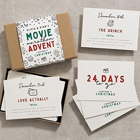 24Pcs Christmas Advent Card, 2022 Christmas Advent Calendar, Christmas Countdown Calendar, Christmas Calendar Card with Christmas Movie Names and Some Fun Trivia (A) Cover