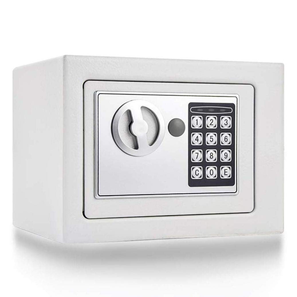 Piccola cassaforte di sicurezza elettronica digitale per contanti con serratura a combinazione elettronica digitale, cassaforte da muro per gioielli, contanti, documenti, 23 x 17 x 17 cm, rosso (bian