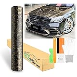 24'x60' (2FTx5FT) Forged Carbon Fiber Textured Gloss Gloss Black Gold Vinyl Wrap Auto Car Sticker Decal Sticker Film Sheet Bubble Free Air Release Technology with Tool Kit