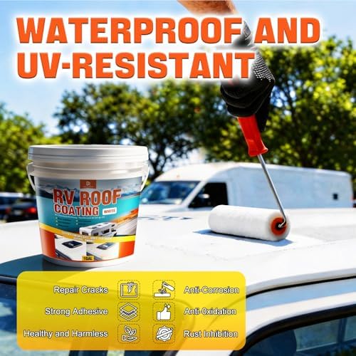 RV Roof Coating, 4L White RV Roof Sealant, Rust Inhibition & UV-Resistant for Repairing and Refurbishing EPDM, TPO, Fiberglass & Aluminum Camper, Travel Trailers Skylights, Vents, Flat Roofs — view 2