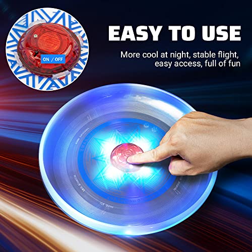 Eastgoing Ultimate Disc 175 Gram LED Light Up Flying Disc.Glow in The Dark Flying Disc(Blue and Red Light) Light up Flying Disc for Adults and Kids.Great for Lawn, Beach,Backyard Games and Tailgating