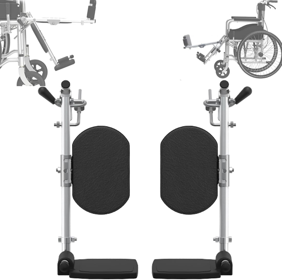 Reposapiés para silla de ruedas con almohadillas acolchadas para pantorrillas, 90-180° ajustable, fácil instalación para sillas de ruedas, ideal para ancianos y discapacitados