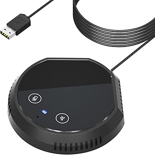 Homesen Desktop usb conferência viva-voz microfone 360 ° omnidirecional condensador plug & play pc computador mic suporte BT alto-falante botões do sensor de toque função mudo compatível com windows p