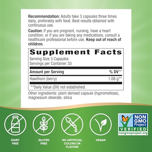 Nature'S Way 14100 Herbal Hawthorn Berries, Traditional Heart Health Support*, 100 Vegan Capsules thumb #4