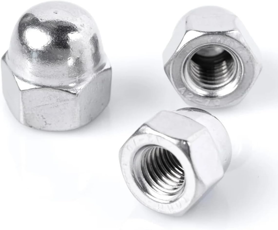 ECYC 10 Pcs M10 Silver Hex Acorn Cap Nuts, Stainless Steel Acorn Nut Caps Dome Cap Acorn Nuts for Bolt Cover