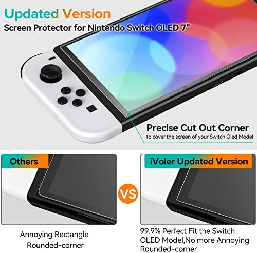 [4 Pack] iVoler Tempered Glass Screen Protector Designed for Nintendo Switch OLED Model 2021 Transparent HD Clear Screen Protector for Nintendo Switch OLED 7'', Bubble Free - 2