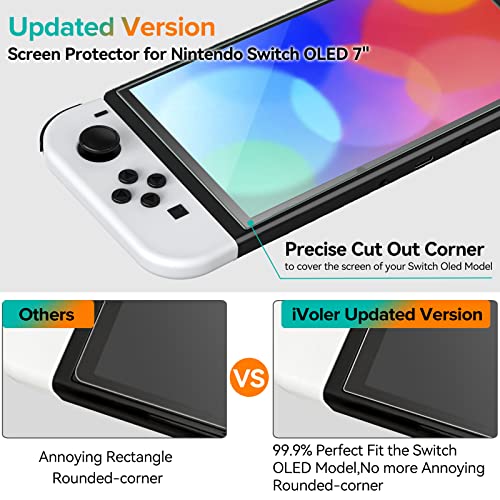 iVoler [4 Stuks] Screen Protector Compatibel met Nintendo Switch (OLED Model) 7'' 2021, Film van Gehard Glas Schermbeschermer [9H-hardheid] [Anti-kras] [Geen bellen] Eenvoudige Installatie