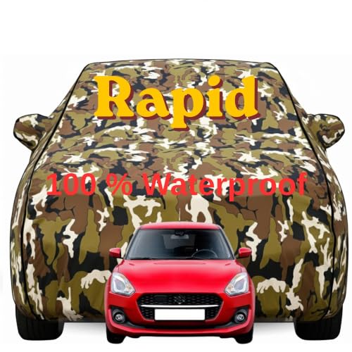 Image of Durable Full Body Waterproof Rapid Car Cover | Premium Polyester Jungle Print Cover | Custom Fit Vehicle Protection | UV Resistant, Dustproof, Scratch Resistant, Heat & Wind Protection
