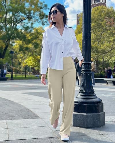 Image of Promover Wide Leg Pants Woman Yoga Pants with Pockets Stretch Loose Casual Lounge Sweatpants Petite /Regular /Tall
