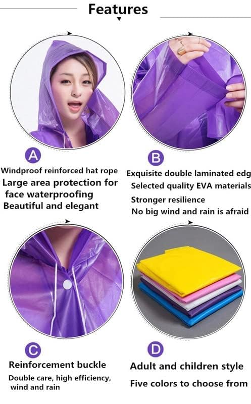 Image of FabNext� Unisex EVA Waterproof Transparent Rain Coat Hooded Outdoor Water Resistant Reusable Portable Raincoat Suit for Men & Women EVA Rain Coat (Free Size)