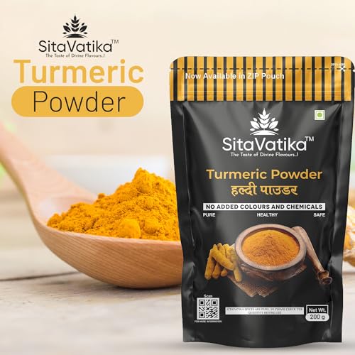 Image of Sitavatika Pure Turmeric Powder 200gm No Added Colours and Chemicals with Natural Oils Rich Tasty and Healthy Golden Spices Haldi No added Colours and Chemical