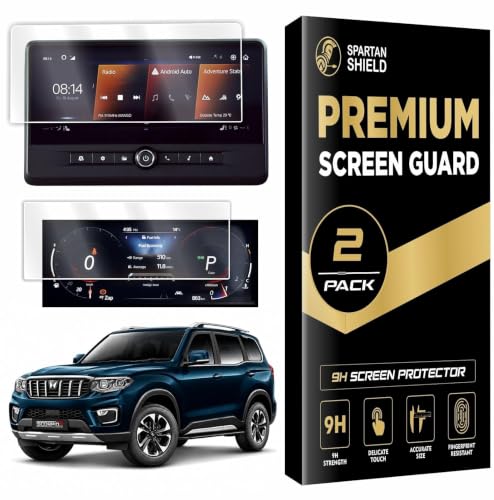 Image of Spartan Shield [2 PACK] Screen Guard for MAHINDRA SCORPIO N 2026 FACELIFT || 12.3 Inch Infotianment Touchscreen + Instrument Cluster Protector || Z8S, Z8, Z8T & Z8L Models || Car Display Accessories [Not Tempered Glass] (Scoprio N [12 inch Info+Speedo] 2026)