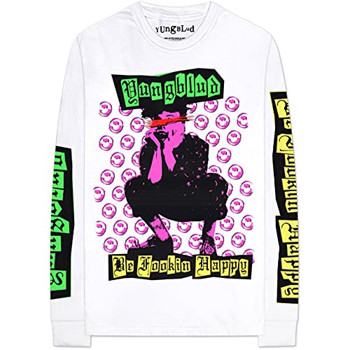 T-shirt YungBlud imprimé grunge blanc longsleeve pour homme adepte de rock