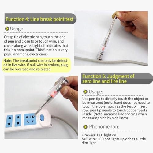 Image of Responsive Electrical Tester Pen, 70-250V Portable Waterproof Electrical Tester Pen with LED Color Light, Non-Contact AC Voltage Tester Pen Voltage Testers,Capacitance and Resistance Meters,Testers