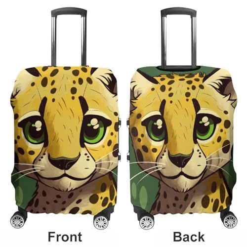Cute Cheetah Luggage Cover, Washable Elastic Suitcase Cover Protector Fit 18-32 Inch Luggage3