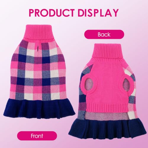 Image of Dog Sweater Dress Plaid Knitwear for Large Dogs Girl Christmas Clothes