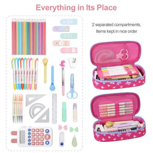 Image of Bagseri Pencil Case for Kids - Special Cute Pencil Pouch for Girls Large Capacity Pencil Bag Aesthetic Kids Pencil Box for School (Rose Pink Butterfly)