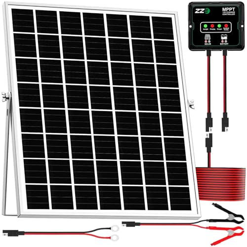 Solar Powered Battery Charger Trickle Maintainer, 20W 12V Solar Panel Kits MPPT Charge Controller...
