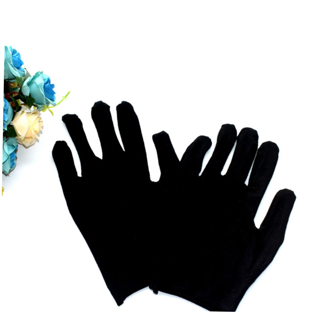 12 Pares de Guantes de Algodón Negro Impermeables y Resistentes al Desgaste para Trabajo, Jardinería y Limpieza