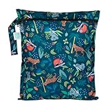 Bumkins Waterproof Wet Bag for Baby, Travel, Swim Suit, Cloth Diapers, Pump Parts, Pool, Beach, Gym Clothes, Toiletry, Hook to Stroller, Daycare, Zipper Reusable Wetdry Packing Pouch, Jungle