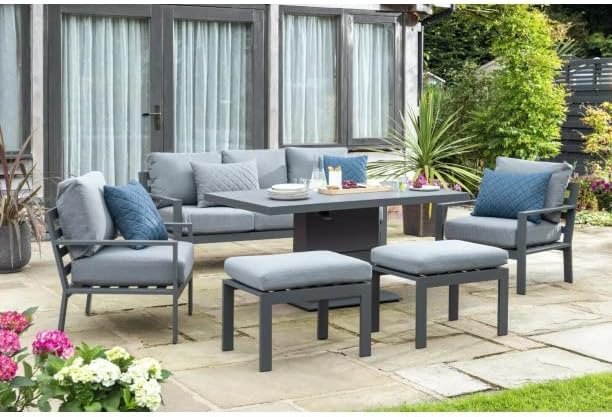 Norfolk LeisureTitchwell Garden Furniture - High Qaulity, Aluminium Furniture (Titchwell Lounge - Adjustable Table), Grey