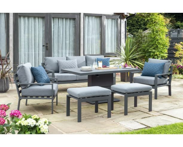 Norfolk LeisureTitchwell Garden Furniture - High Qaulity, Aluminium Furniture (Titchwell Lounge - Adjustable Table), Grey
