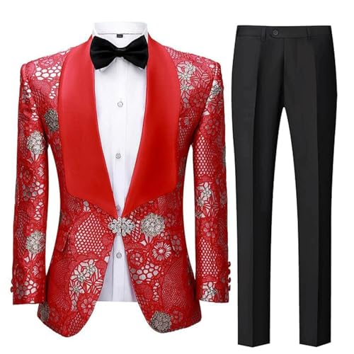 Costume de marié rouge coupe ajustée taille 52 pour homme évitant les plis du pantalon de mariage