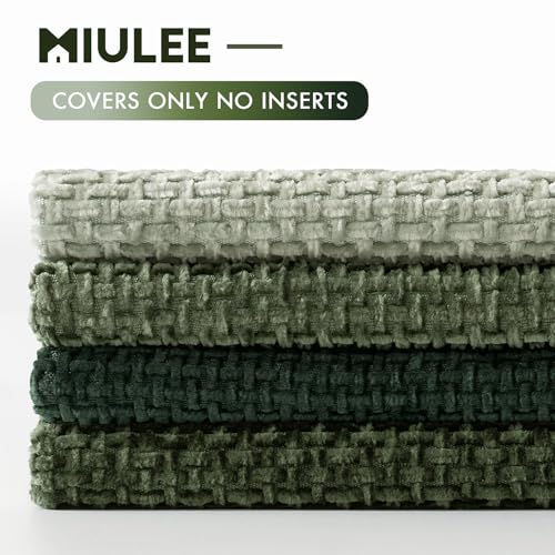 Image of MIULEE Pack of 4 Couch Throw Pillow Covers 20x20 Inch Green Soft Decorative Chenille Pillow Covers Farmhouse Accent Cushion Covers for Boho Spring Home Decor Sofa Bedroom Living Room