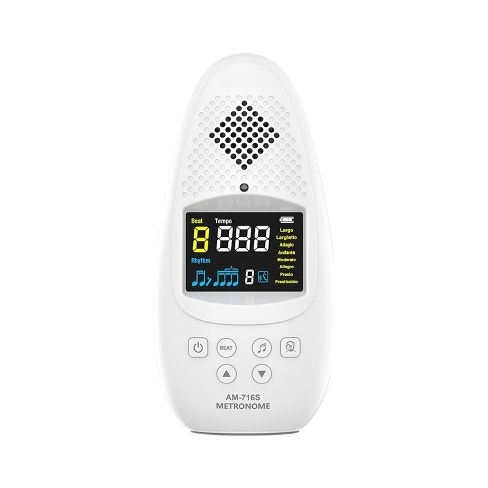 Digital Metronome Tuner for All Instruments - with Guitar, Bass, and Chromatic Tuning Modes Rechargeable(White)
