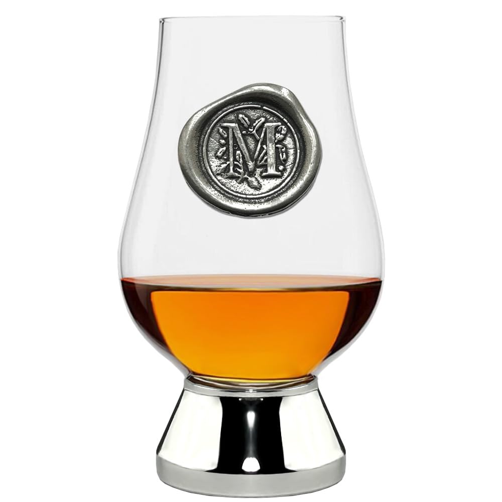 English Pewter Company Glencairn Personalised Whisky Glass with Monogram Initial, Unique Gifts for Men