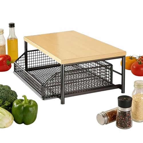 Genérico Estante De Cocina | Organizador Vertical De 2 Niveles,Bandejas de Almacenaje de Doble Capa | para Despensa Bano Lavanderia Oficina Casa Hogar