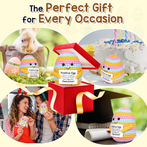 AICase Crochet Positive Egg Easter Gifts Easter Basket Stuffers Essentials Fillers Decorations Home Decor Emotional Support Nuggets Stuff Funny Cute Ideas for Girls Women Friends Birthday Pascua - Image 2