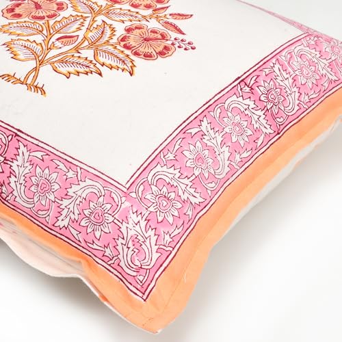 Image of BLOCKS OF INDIA Hand Block Printed Cotton Cushion Cover (16 x 16 inches) (Cushion 9)