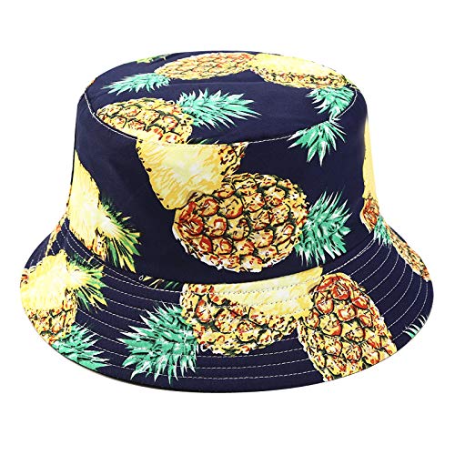 Flyes Chapeau de Seau de Fruits réversible Deux côtés pour Hommes Femmes pêcheur Chapeau Panama bob Chapeau été Ananas, Cerise, Citron, Banane