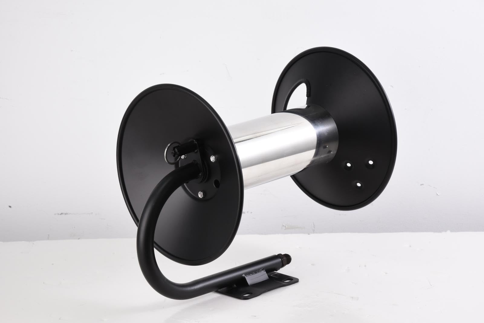 Steel Hose Reel - Metal 100ft Hose Reel with 3ft Jumper Hose Hand - Manual Power Washer Air Compressor Stainless Steel Hose Wheel For Air/Liquid/Water Use