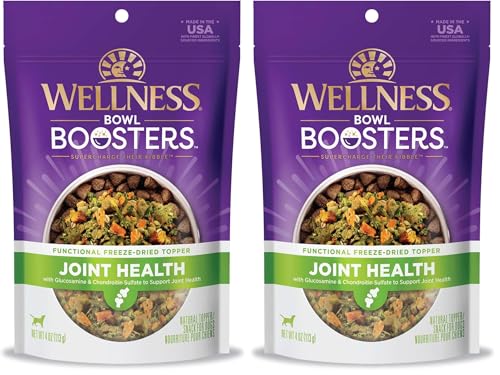 Image of Wellness Bowl Boosters, Dog Food Topper for Small, Medium, & Large Breeds, Grain Free, Natural, Freeze Dried, Joint Health Chicken, 4 Ounce Bag (Pack of 2)