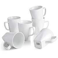 WishDeco Set di 6 Tazze Porcellana Bianca, Tazze Latte Grandi 400ml