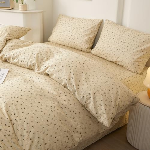 Image of LifeTB Vintage Botanical Floral Comforter Set King Size with 2 Pillowcases | Cute Floral Bedding Comforter Cottagecore Flowers Bedding Set Farmhouse Lightweight Comforter for All Season