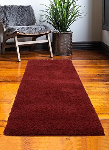 Image of Purav Light 2200 GSM Soft Fluffy Runner Mats (5 x 7 ft, Maroon)| Durable & Washable Bedside Runner for Bedroom, Mat for Bathroom, Living Room Floor Home Decoration with Anti Skid Backing