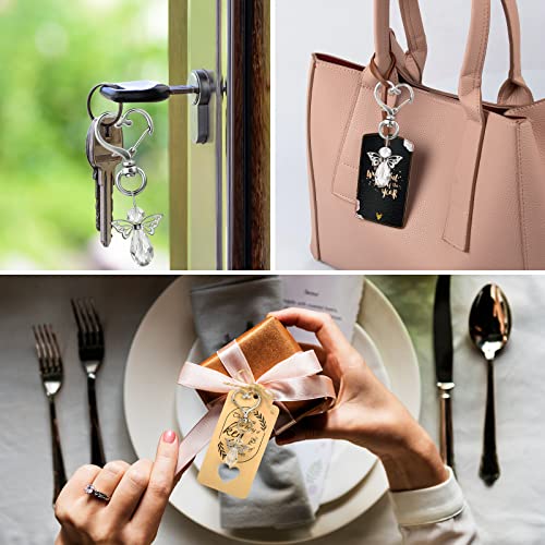 Gwhole US202205161410 30 Set Of Crystal White Angel Design Keychain Favors Set, Angel Wing Pendant With Thank You Tags Drawstring Organza Bag Guest Return Gifts For Baptism Favors thumb #5