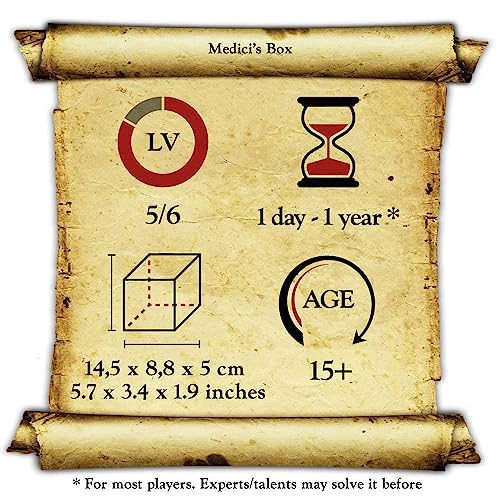Logica Spiele Art. Medicis Geheimbox - Geduldspiel aus Holz - Geheimbox aus Holz - Schwierigkeit 5/6 – Kollektion Leonardo da Vinci
